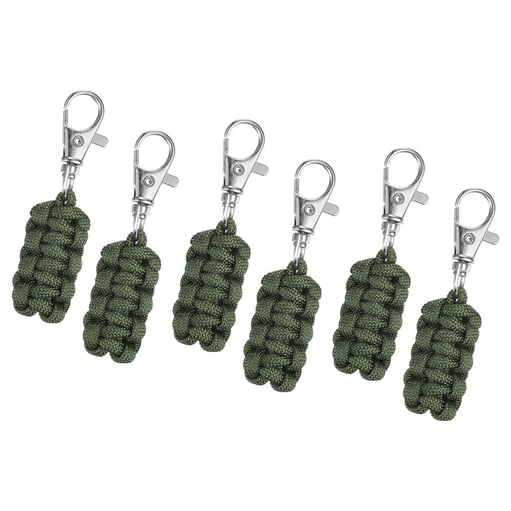 6pcs Paracord Zipper Pulls, Paracord Lanyard Keychain for Backpacks, Deep Green