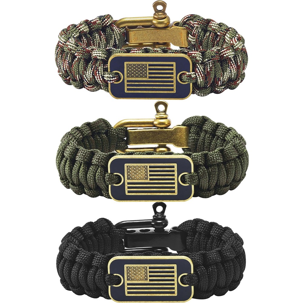 Onewly Paracord Bracelets with Bronze USA Flag – Gifts for Military Veterans …