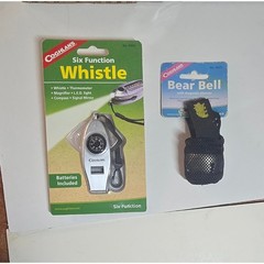 Coghlan’s Six Function Whistle 0466 and Bear Bell 0425 Magnetic Silencer Set NEW