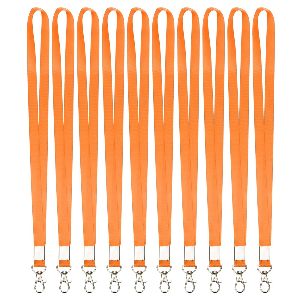 10Pcs 16.9″ Polyester Flat Lanyard with Lobster Clasp for Office, Orange