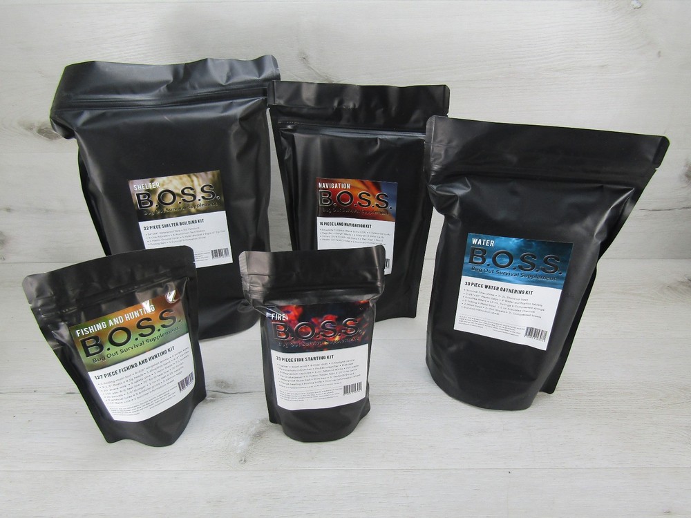 BOSS Survival Bug Out Bag Premium Bugout Pre-Packed Survival Kits Sealed 228 Pcs