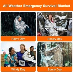 Four (4) Emergency BLANKETS Thermal Survival Safety Insulating Mylar 84″ X52″