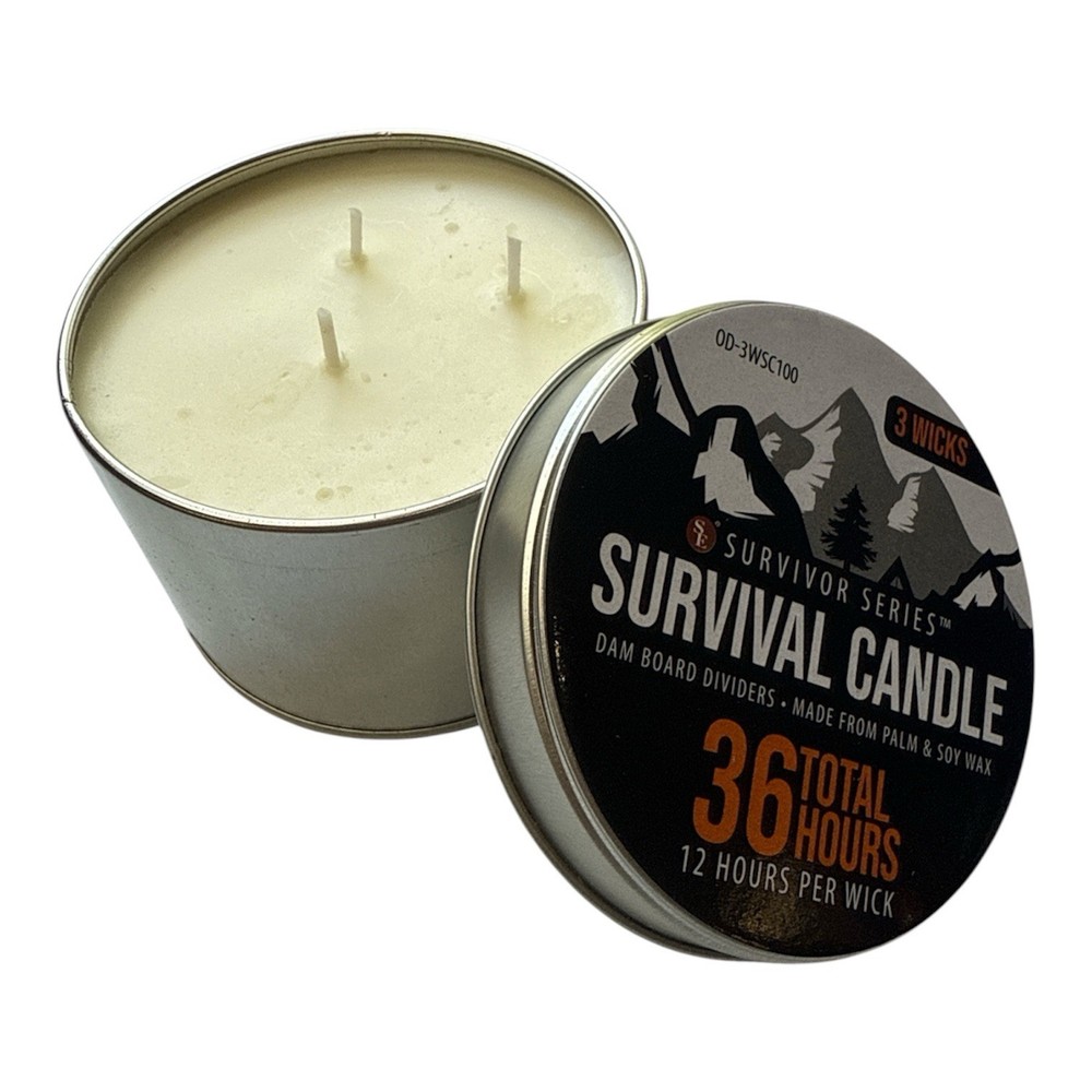 SE 3-Wick Emergency Candle, 36 Hours Long Burning Palm & Soy Wax