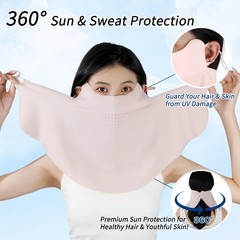 UV Sun Protection Face Mask with Neck Coverage UPF 50+ Medium, 2 Pack Pink
