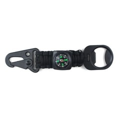 Paracord Keychain Compass Bottle Opener Braided Survival Lanyard Carabiner 1pc