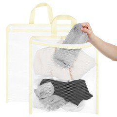 2 Pcs Hanging Laundry Bag Small Mesh for Washing Medium, White