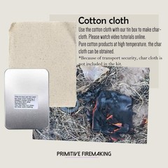 Complete Flint Fire Starting Kit with Cotton Cloth for Survival Bushcraft