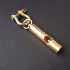Brass Emergency Whistle with Bow Shackle Outdoor Survival Safety Key Chain EDC