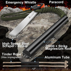 The Professional Ferro Rod Fire Starter Kits Including a 5 Ferro Rod and Two 12