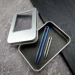 Canku 2pcs Mini Tweezers Titanium Portable Alloy EDC Blue