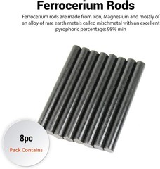 Pack of 8 Ferrocerium 5/16″ Flint Fire Starter Survival Camping Rods