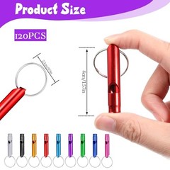 120 Pcs Emergency Whistle with Keychain, Aluminum Survival Whistle Extra Loud