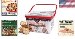 50 Extra Large Fire Starter Pods – Effortless 20-Min Burn for BBQ & Campfires