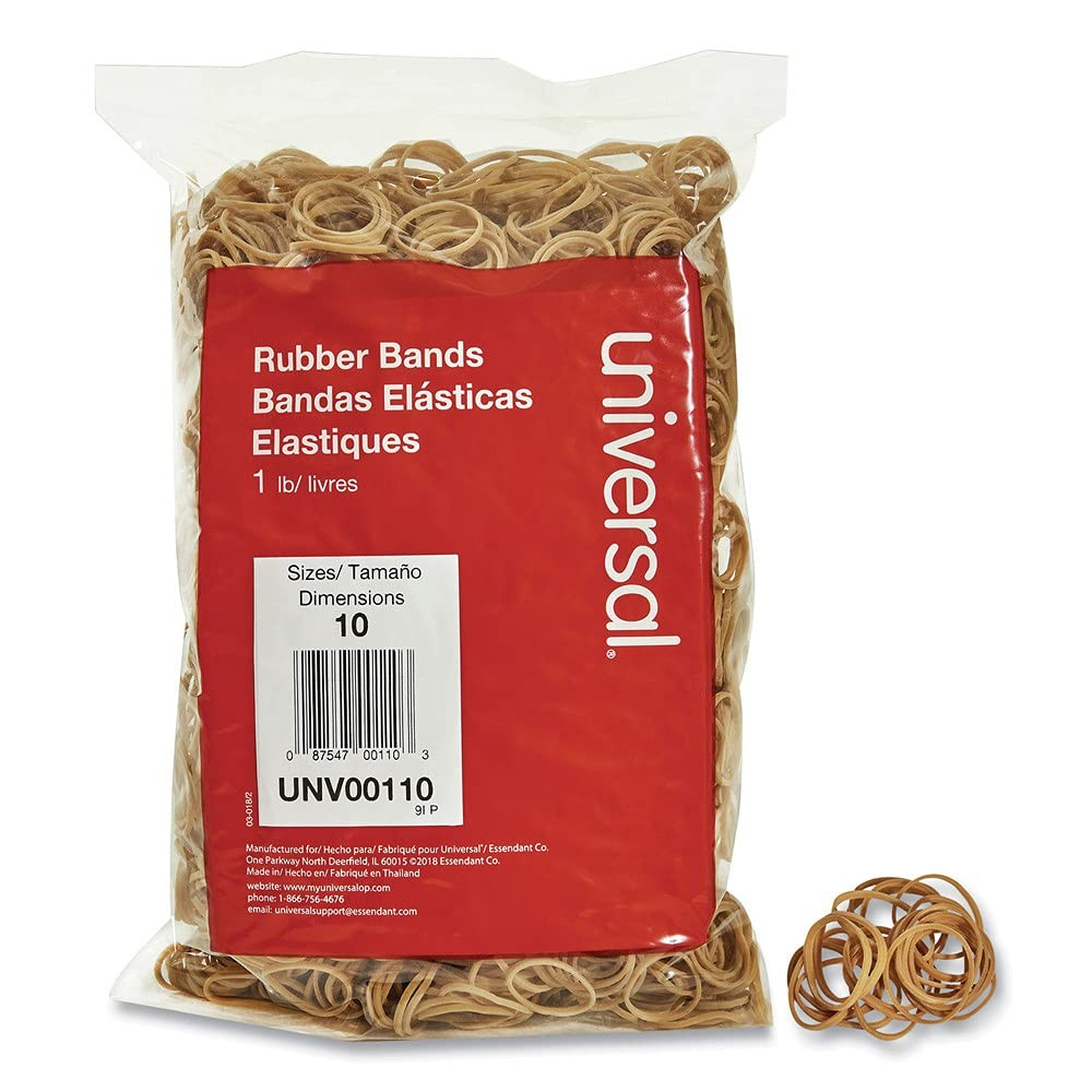 Universal 00110 Rubber Bands, Size 10, 1-1/4 x 1/16, 1lb Pack (Pack Beige