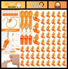 200 Pcs Loud Plastic Whistles with Lanyard – Safety Emergency Survival for Hikin
