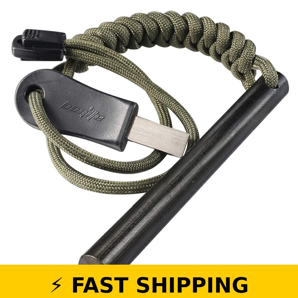 bayite 4 Inch Ferrocerium Fire Starter Kit with Paracord Lanyard