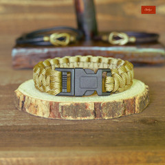 Paracord Bracelet/Survival Bracelet Side Release Buckle Khaki L 7″(ID 193)