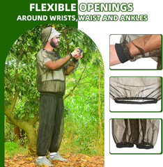 Mosquito Suit, Bug Net Pants & Jacket with Hood, Full Body Bug Suit for Gardenin