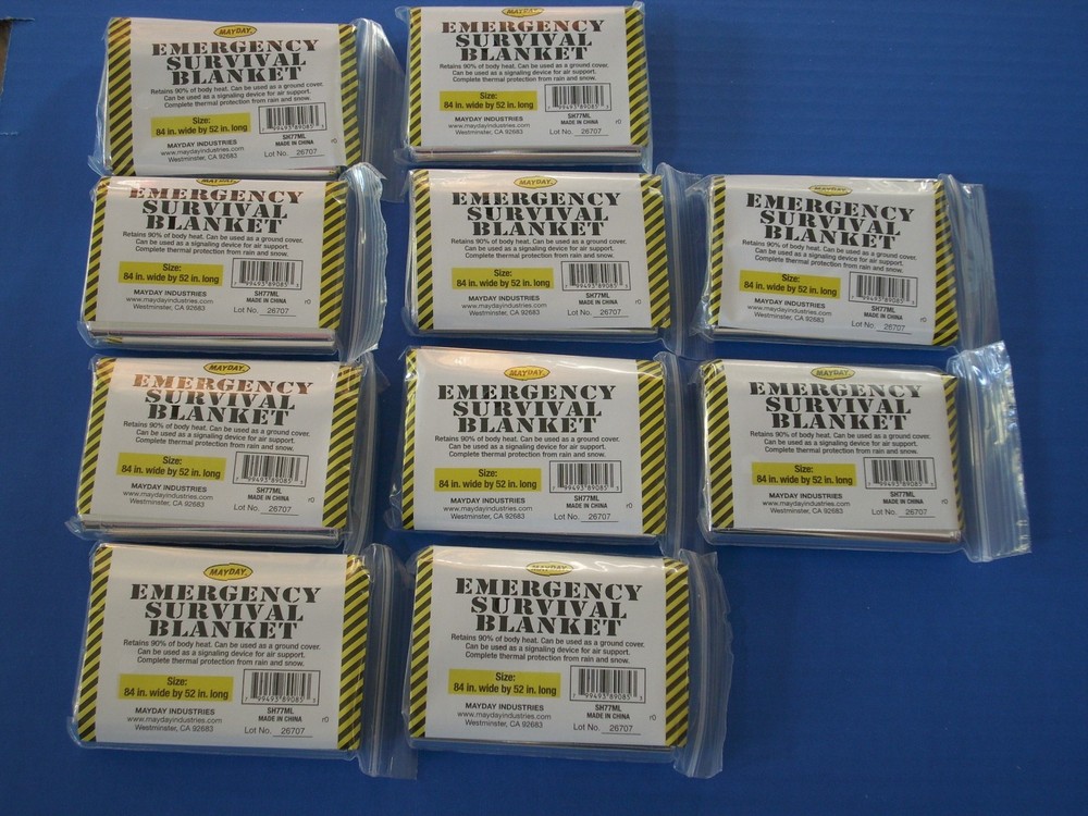 10 Emergency MAYDAY Mylar Blankets52″x84 Foil Blankets SH77,SH77ML