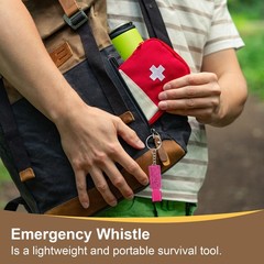 Emergency Whistle with Keychain, 2Pcs Bling Safety Whistles, Rose Red/Gold
