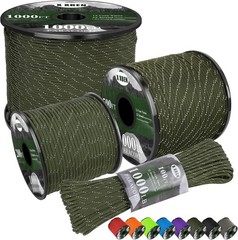 Paracord Reflective 4mm 1000lb, Rope, Parachute Cord, 50ft, Olive