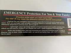 Emergency Preparedness The Ark III Food Water Survival Kit 1 Person 3 Day Sealed