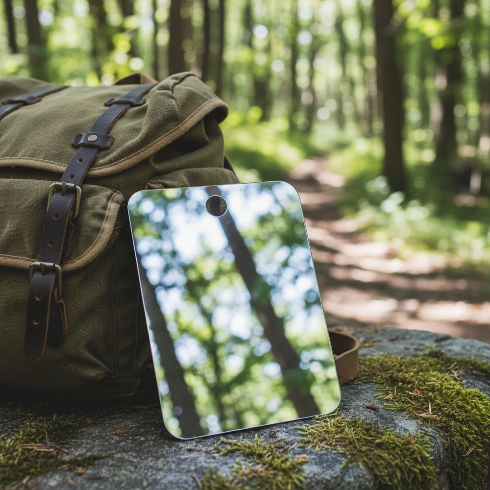 Portable Stainless Steel Mirror with Integrated Lanyard Hole for Adventurers