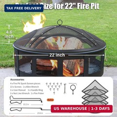 ARC Fire Pit Spark Screen, 22 Inch with Handle & Poker | Heavy-Duty Steel Replac