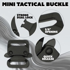 Matte Silver Mini Tactical Style Clasp Quick Release Paracord Buckle Bracelet