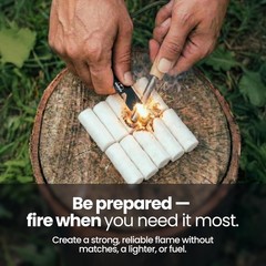 Wallaby Fire Starter Kit – 33 Waterproof Plugs in Metal Tin + Flint Rod Striker