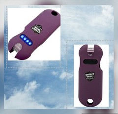SMART RECHARGEABLE Stun Gun WOMEN MINI LED QUICK KEY RELEASE battery meter FLASH