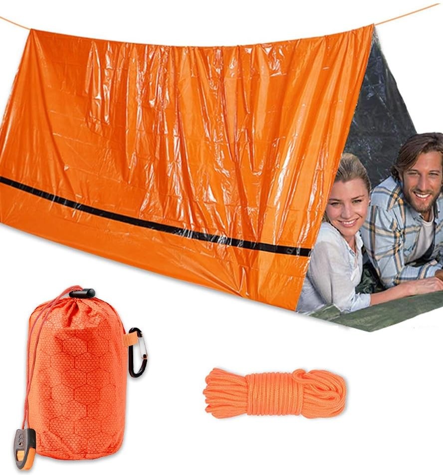 2 Person Emergency Shelter Survival Tent Kit Mylar Tube Sleeping bivy Bag Wat…