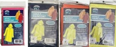 NEW Lot of 4 Weather Zone Adult Poncho OSFM one of each Orange Yellow, Navy, Red