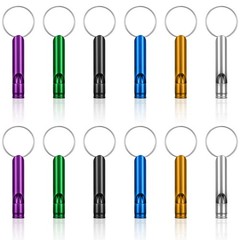 12 Pcs Aluminum Emergency Whistles with Keychain for Outdoor Hiking Camping