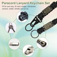 Paracord Keychain Carabiners Clip, 2Pcs& 19.7/6″ & Black