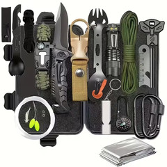 Tactical 28 pc equipment set for camping, fishing, hunting, survival, hunting.