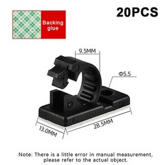20Pcs Self-Adhesive Cable Organizer Clips Management Wire Holder USB Winder
