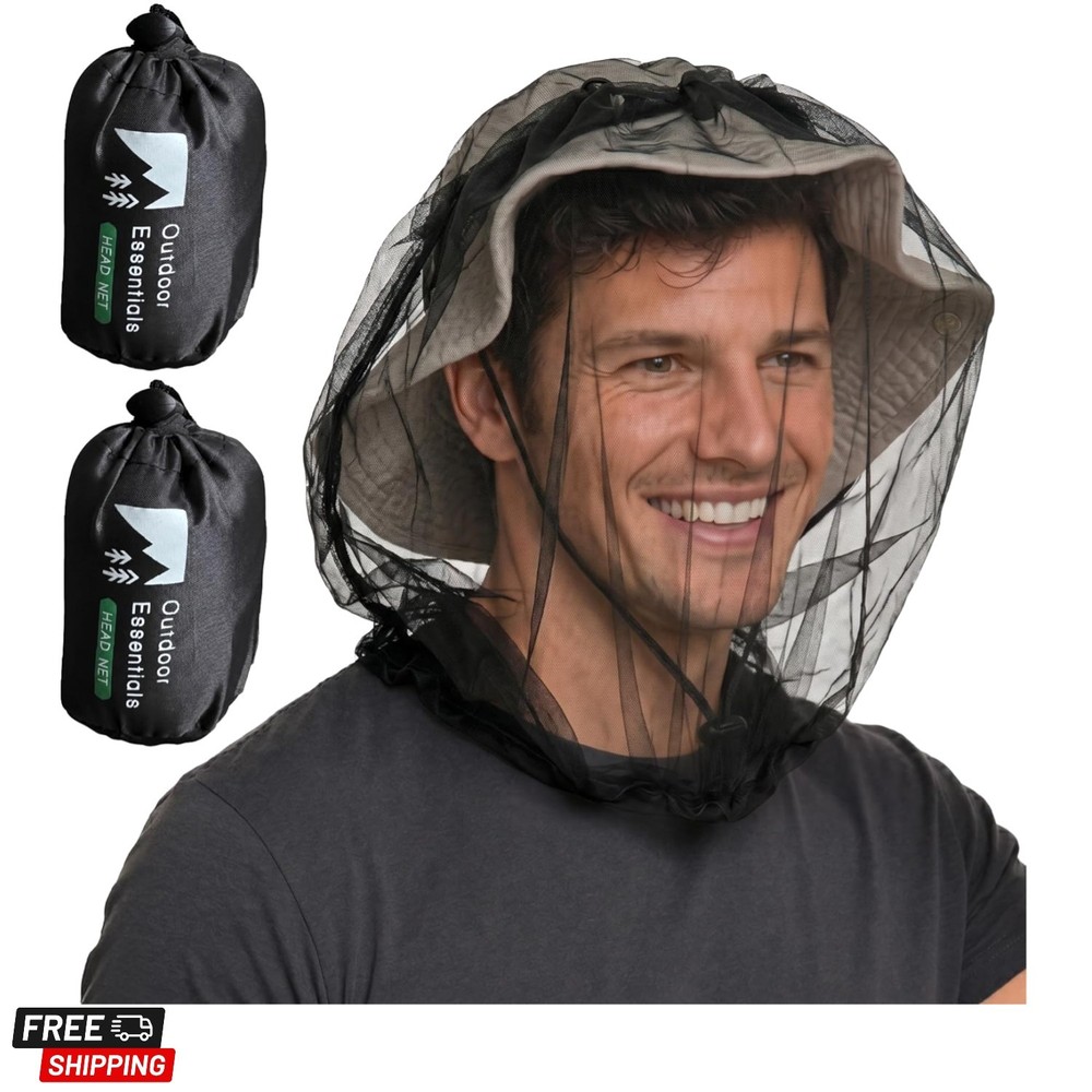 Mosquito Head Net Mesh Face Cover – Bug Face Netting Protection Against Gnats…
