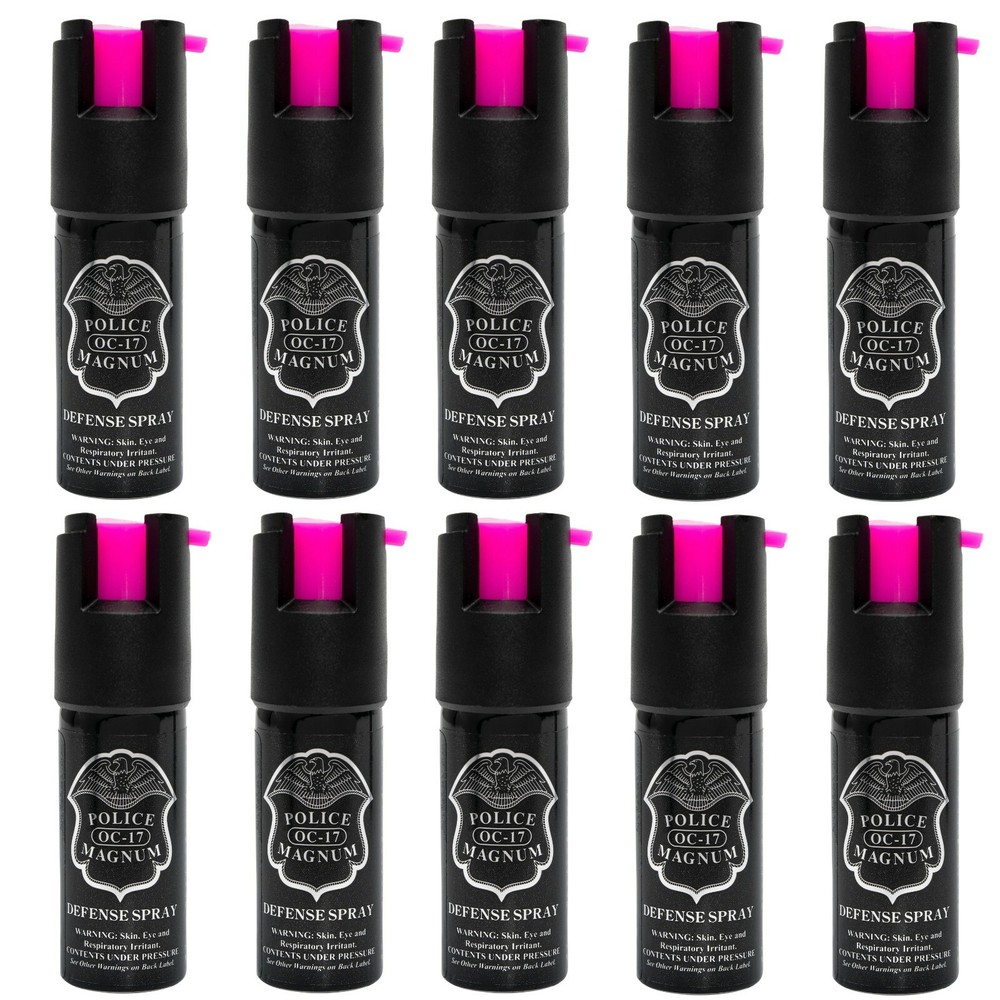 10 Police Magnum pepper spray .50oz hot pink safety actuator defense security