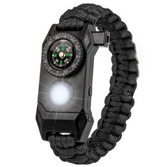 Fashion Men Outdoor LED Light Survival Umbrella Rope SOS Bracelet Emergency.