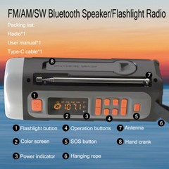 Portable 4500mah Power Bank Solar Flashlight Emergency NOAA AM FM SW Weather