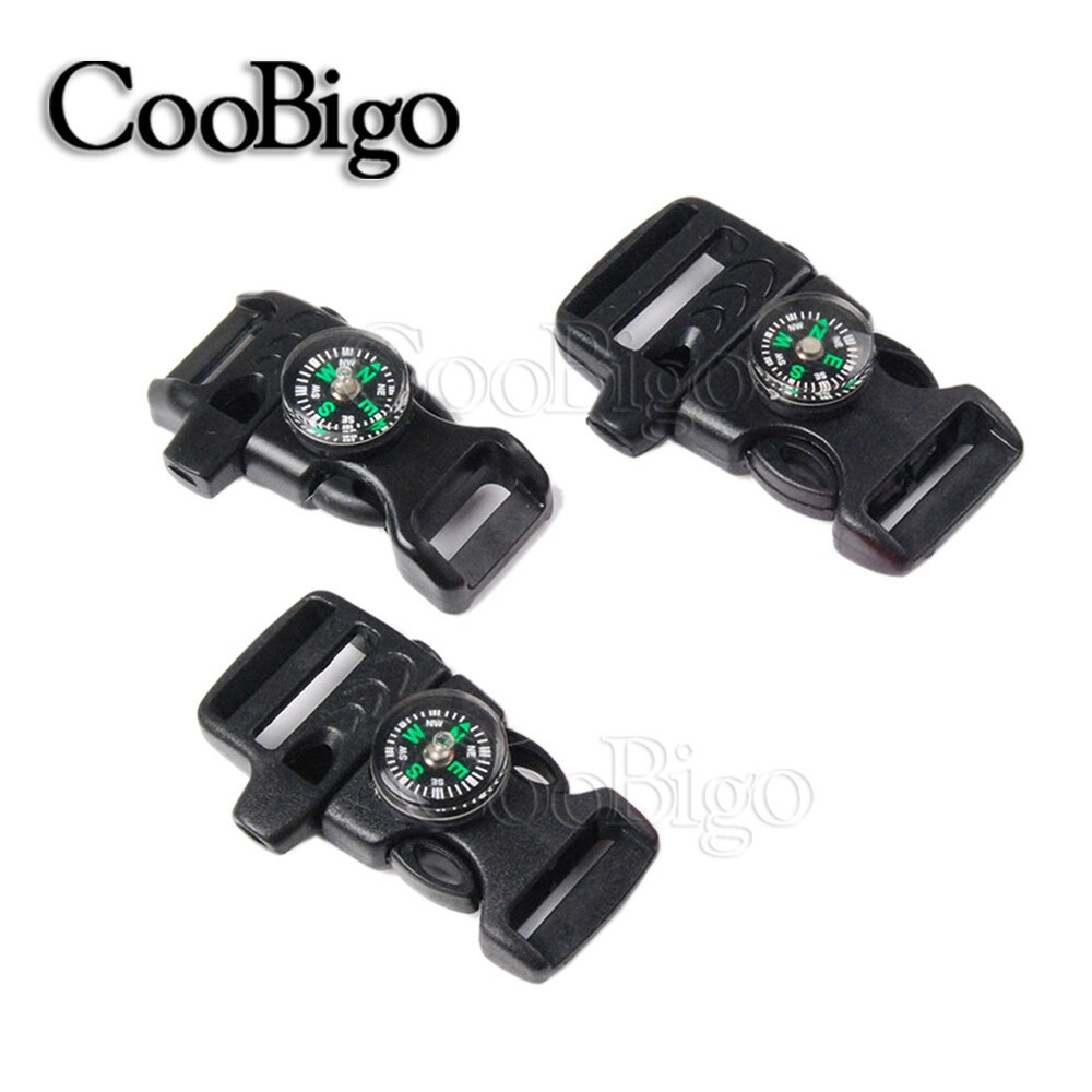 10x Release Buckle Whistle Compass Outdoor Paracord Bracelet Pick Size14 17 20mm