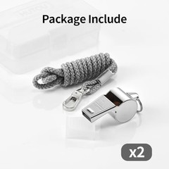Whistle 2 Packs Stainless Steel Coach Sports Whistle with Lanyard, Loud Crisp