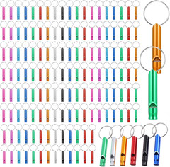 120 Pieces Emergency Whistle with Keychain, 9 Color Assorted Aluminum Survival W