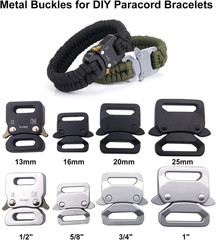 TXZWJZ Paracord Bracelet Buckles 2 Pack Metal Side Quick Release Tactical Belt B