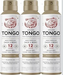 3pk Grand Tongo Fragrance Free Insect Mosquito Repellent Bug Spray DEET Free