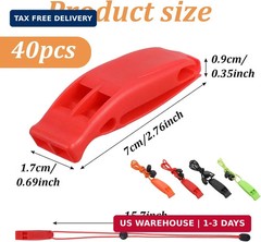 40 PCS Whistle Emergency Bulk, 120dB Super Loud Double Tube Safety Whistle with