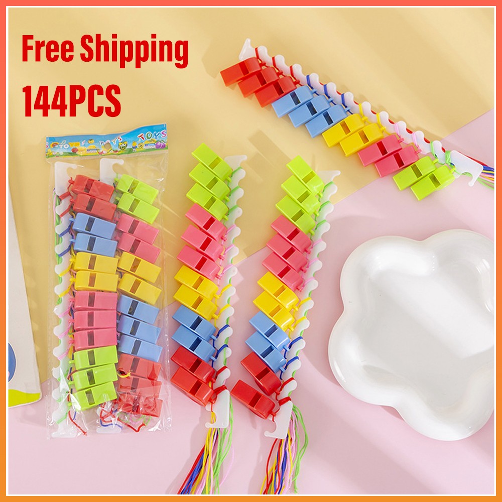 144X Plastic Whistles Bulk Whistles Training Sports Whistles with Lanyard