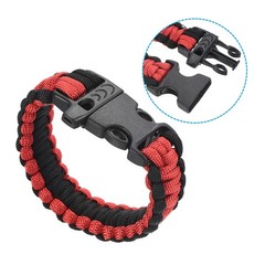 Survival Paracord Bracelets, 2 Pack Braided Bracelet, Black, Red