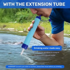 Personal Water Filter Outdoor, Drinking Water Filter with Water Bag and Carabin…